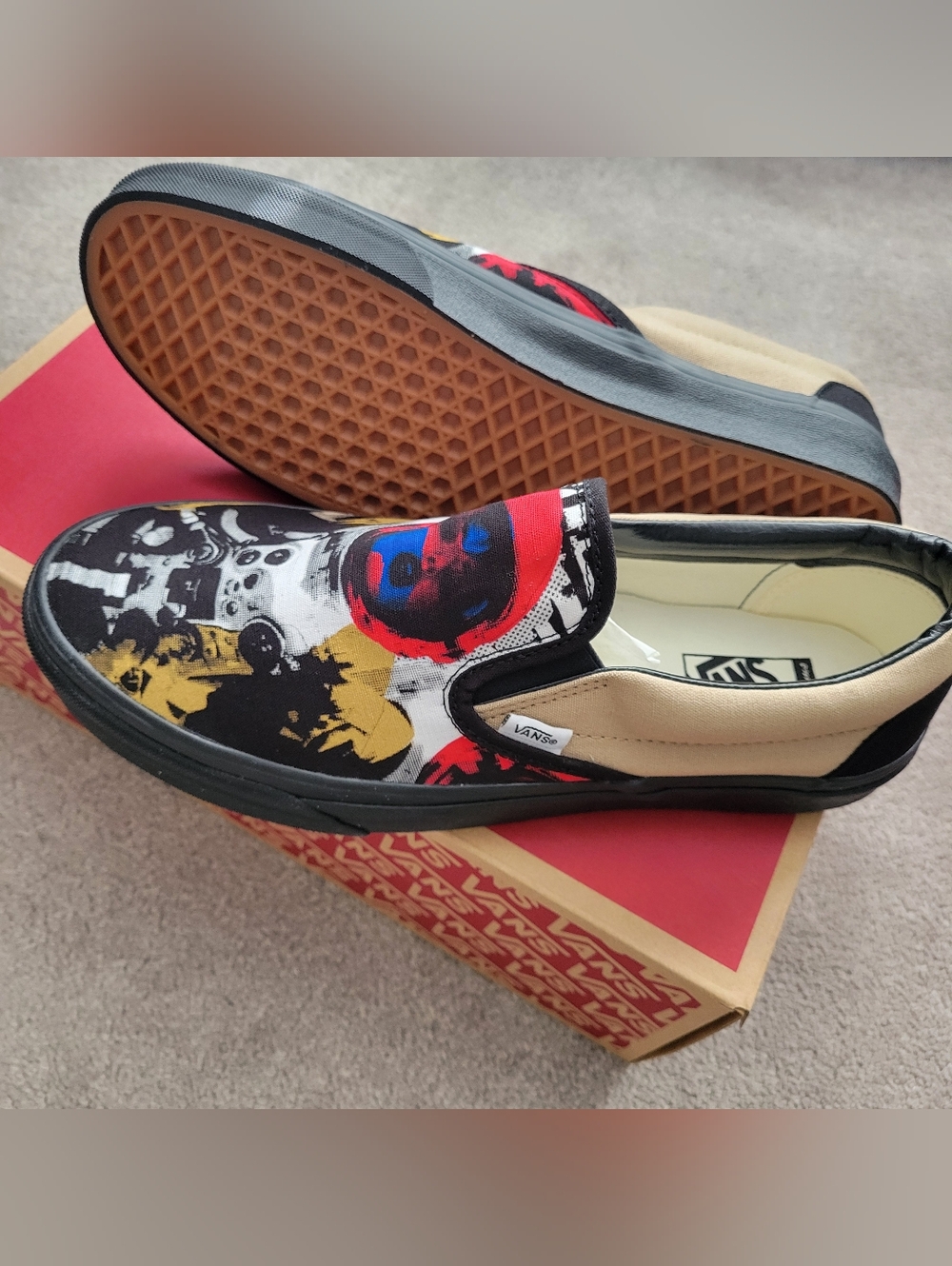 Vans custom artist print slip on lows. Astro Girls.